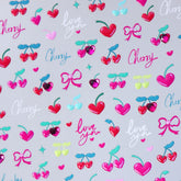 Rhinestone Nail Sticker - Heart Cherry